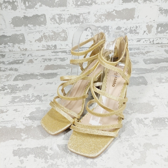 NEW Zigi Soho Emila Gold Strappy Block Heeled Summer Sandals C218 - Picture 2 of 14